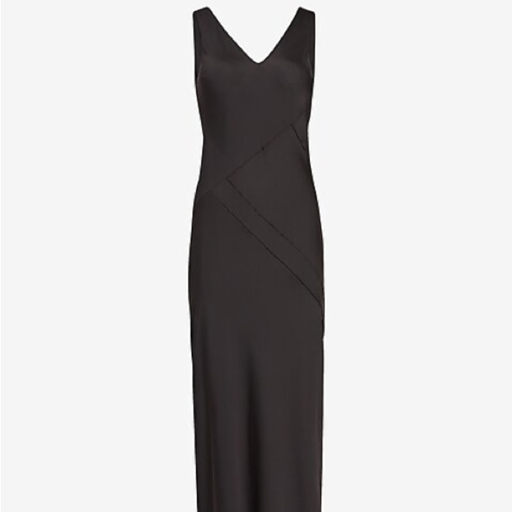 Express Satin V-Neck Maxi Slip Dress- S